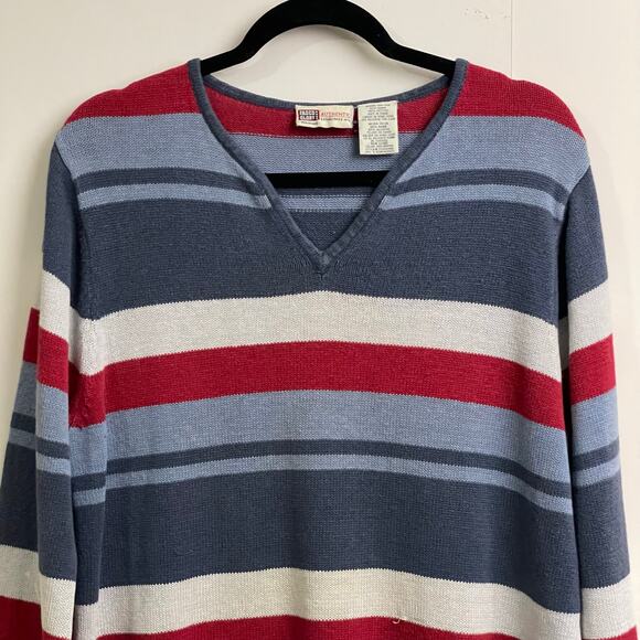 Vintage Faded Glory 14W/16W stripe flare long sleeve Y2K blue white fairycore - Picture 2 of 8